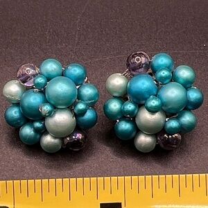 Vintage 1950’s Japan Cluster Bead Earrings